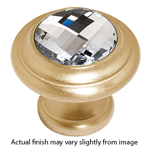 C211 SB - Swarovski Crystal I - Round Knob - Satin Brass