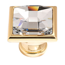 C212 GLD - Swarovski Crystal II - Large Crystal Square Knob - Gold