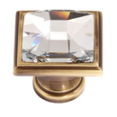 C212 PA - Swarovski Crystal II - Large Crystal Square Knob - Polished Antique