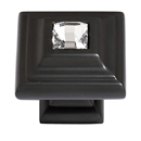 C213 BRZ - Swarovski Crystal II - Small Crystal Square Knob - Bronze