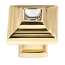 C213 GLD - Swarovski Crystal II - Small Crystal Square Knob - Gold