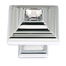 C213 PC - Swarovski Crystal II - Small Crystal Square Knob - Polished Chrome