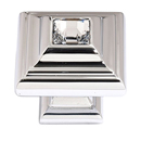 C213 PN - Swarovski Crystal II - Small Crystal Square Knob - Polished Nickel