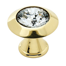 C214 PB - Swarovski Crystal III - Cabinet Knob - Polished Brass