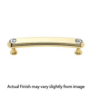 C211-35 PB - Swarovski Crystal I - 3.5" Cabinet Pull - Polished Brass