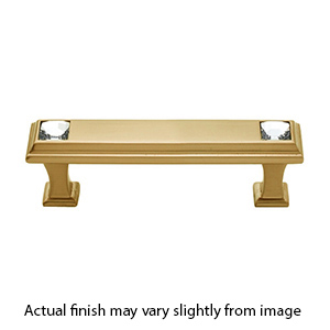 C213-3 SB - Swarovski Crystal II - 3" Cabinet Pull - Satin Brass