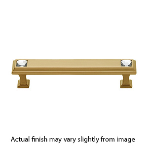 C213-35 SB - Swarovski Crystal II - 3.5" Cabinet Pull - Satin Brass