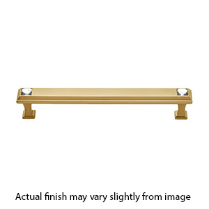 C213-6 SB - Swarovski Crystal II - 6" Cabinet Pull - Satin Brass