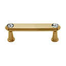 C214-3 SB - Swarovski Crystal III - 3" Cabinet Pull - Satin Brass