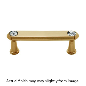 C214-3 SB - Swarovski Crystal III - 3" Cabinet Pull - Satin Brass