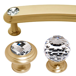 Swarovski Crystal I - Satin Brass