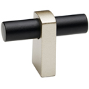 A2801 MN/MB - Vita Bella - 1.75" Cabinet T-Knob w/ Smooth Bar - Matte Nickel/ Matte Black