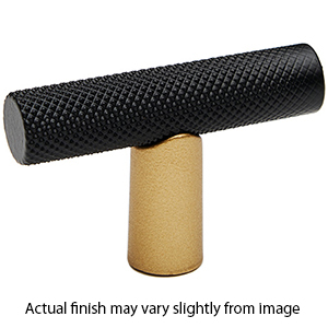 A2902 CHP/MB - Vita Bella - 1.75" Cabinet T-Knob w/ Knurled Bar - Champagne/ Matte Black