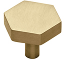 MT4334-036 MSB - 1-3/8" Hex Cabinet Knob - Satin Brass