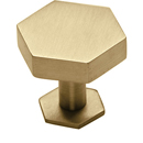 MT4335-036 MSB - 1-3/8" Hex Knob w/ Backplate - Satin Brass