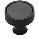 MT4648-032 BLK - 1.25" Round Knob w/ Knurled Edge - Flat Black