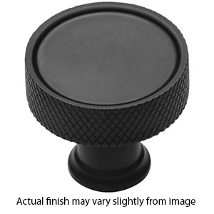 MT4648-032 BLK - 1.25" Round Knob w/ Knurled Edge - Flat Black