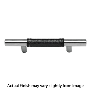 282 - Zanzibar - 288mm Cabinet Pull - Black Leather/ Brushed Nickel