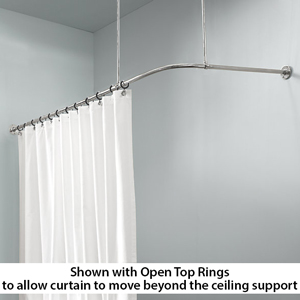 48" x 66" - Corner Shower Rod - Decorative Flange