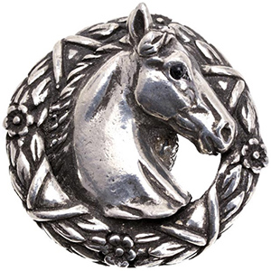 Ranch Living - Horse in Laurel Leaf Wreath Knob (Right)