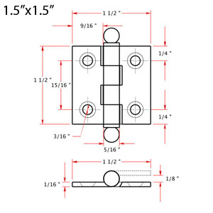 Mortise Hinge - 1.5" x 1.5"