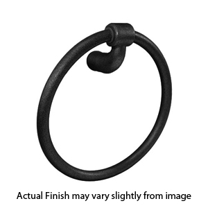 2501 - Wrought Steel - Towel Ring - Rosette # 1 - Flat Black