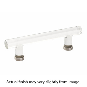 86724 US15 - Glass Crystal - 4"cc Cabinet Bar Pull - Satin Nickel