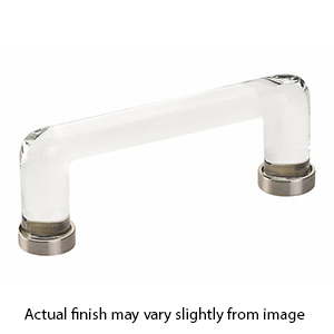 86725 US15 - Glass Crystal - 4"cc Cabinet Pull - Satin Nickel