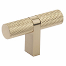 2-1/4" Select Bar Knurled Cabinet T-Knob - Satin Brass