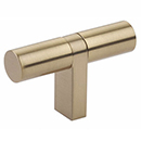 2-1/4" Select Bar Smooth Cabinet T-Knob - Satin Brass