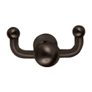 2609 - Traditional Brass - Double Hook - Small Round Rosette - Bronze