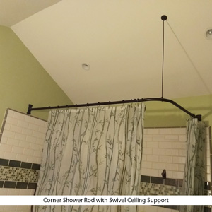 30" x 66" - Corner Shower Rod - Rectangular Flange