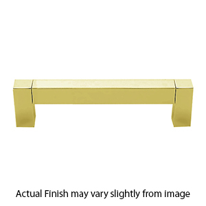 A420-4 PB/NL - Block - 4" Cabinet Pull - Unlacquered Brass