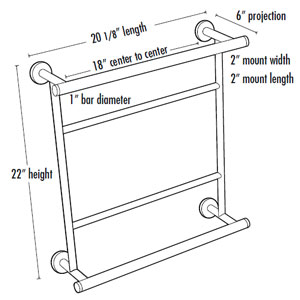 A8328-18 SB - Contemporary I - 18" Hospitality Towel Rack - Satin Brass