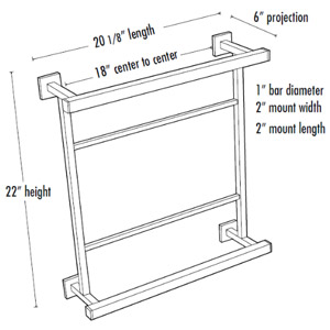 A8428-18 SB - Contemporary II - 18" Hospitality Towel Rack - Satin Brass