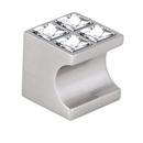 C854-1 SN - Contemporary Crystal II - Cluster Square Knob - Satin Nickel