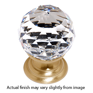 C210 SB - Swarovski Crystal I - Spherical Knob - Satin Brass