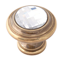 C211 PA - Swarovski Crystal I - Round Knob - Polished Antique