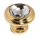 C211 PB - Swarovski Crystal I - Round Knob - Polished Brass