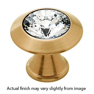 C214 SB - Swarovski Crystal III - Cabinet Knob - Satin Brass