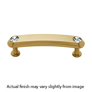 C211-3 SB - Swarovski Crystal I - 3" Cabinet Pull - Satin Brass