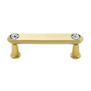 C214-3 PB - Swarovski Crystal III - 3" Cabinet Pull - Polished Brass