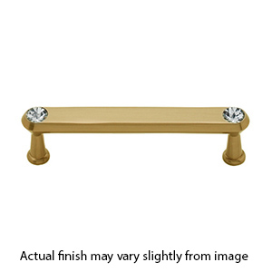 C214-35 SB - Swarovski Crystal III - 3.5" Cabinet Pull - Satin Brass