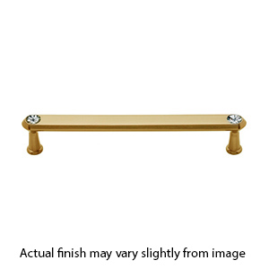 C214-6 SB - Swarovski Crystal III - 6" Cabinet Pull - Satin Brass