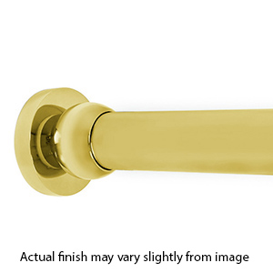 36" Shower Rod - Contemporary Round - Unlacquered Brass