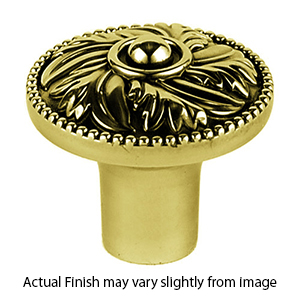 A235-14 PB/NL - Hickory - 1.25" Cabinet Knob - Unlacquered Brass