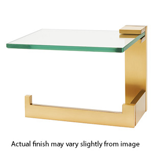 A6465L SB - Linear - Left Hand Tissue Holder w/ Glass Shelf - Satin Brass