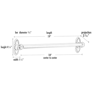 A8520-18 PB/NL - Ribbon & Reed - 18" Towel Bar - Unlacquered Brass