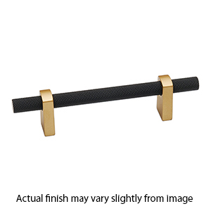 A2901-35 CHP/MB - Vita Bella - 3.5" Cabinet Pull w/ Knurled Bar - Champagne/ Matte Black