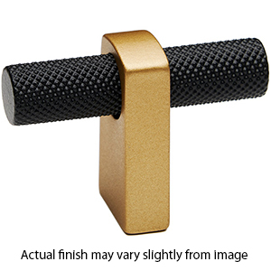 A2901 CHP/MB - Vita Bella - 1.75" Cabinet T-Knob w/ Knurled Bar - Champagne/ Matte Black